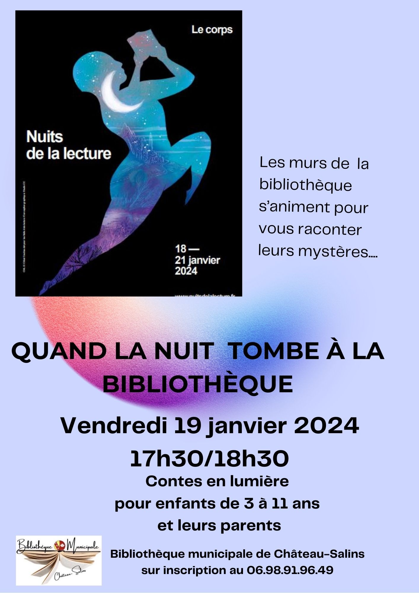 Affiche Nuits de la lecture Nuit à la Bibliothèque